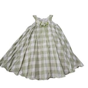 Bobbie Jean Girls Size 6 Dress Green Gingham